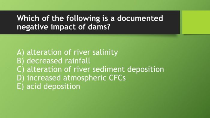 Which of the following are documented negative impacts of dams